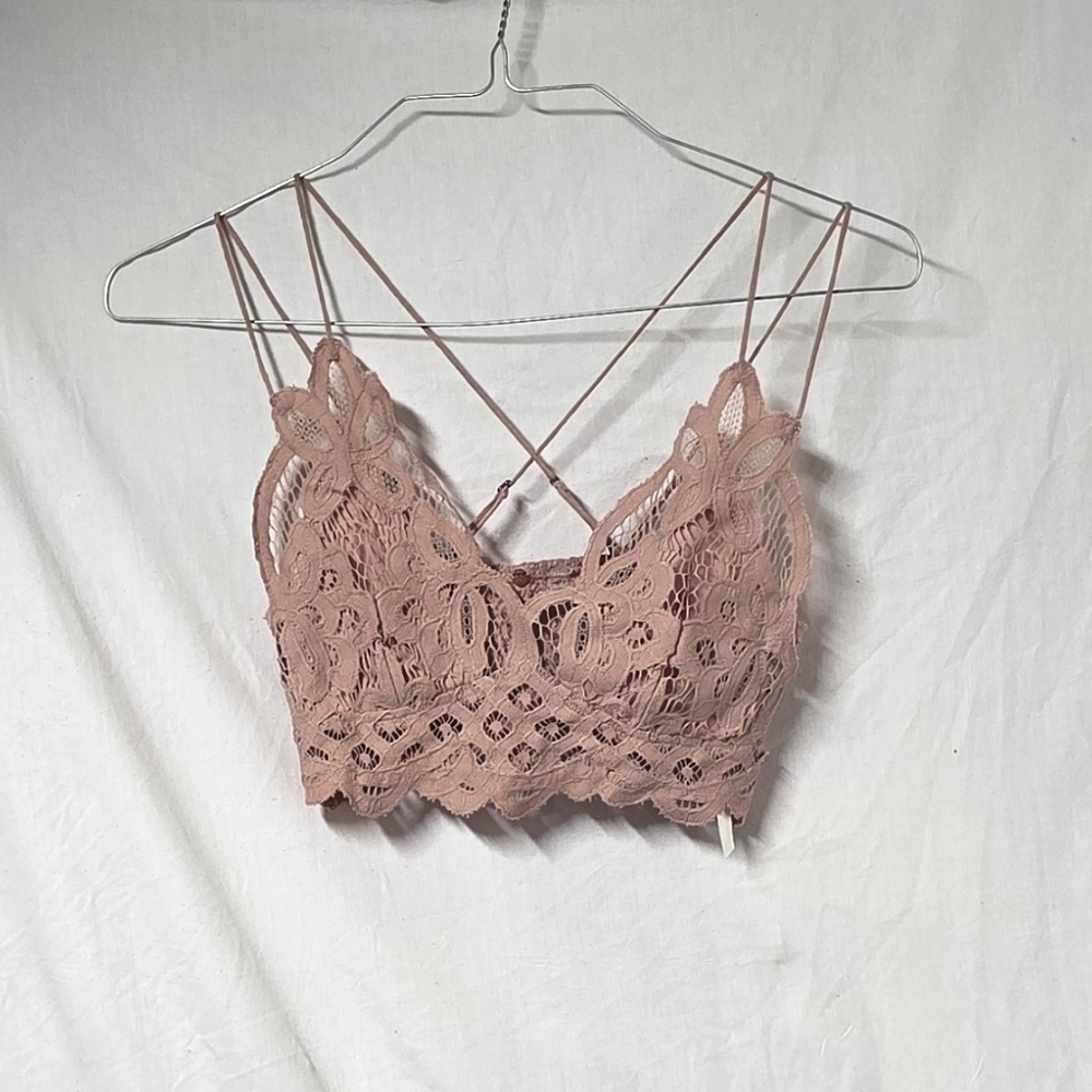 FREE PEOPLE ONE ADELLA Bralette Embroidered Lace  Crop Top XS